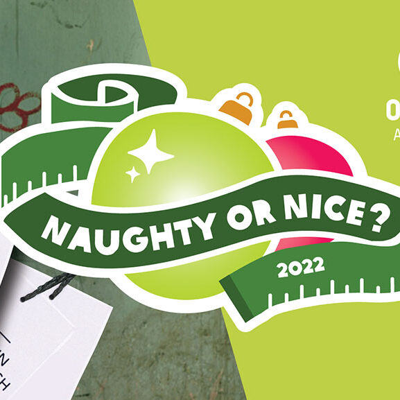 Naughty or Nice logo for the What She Makes initiative.