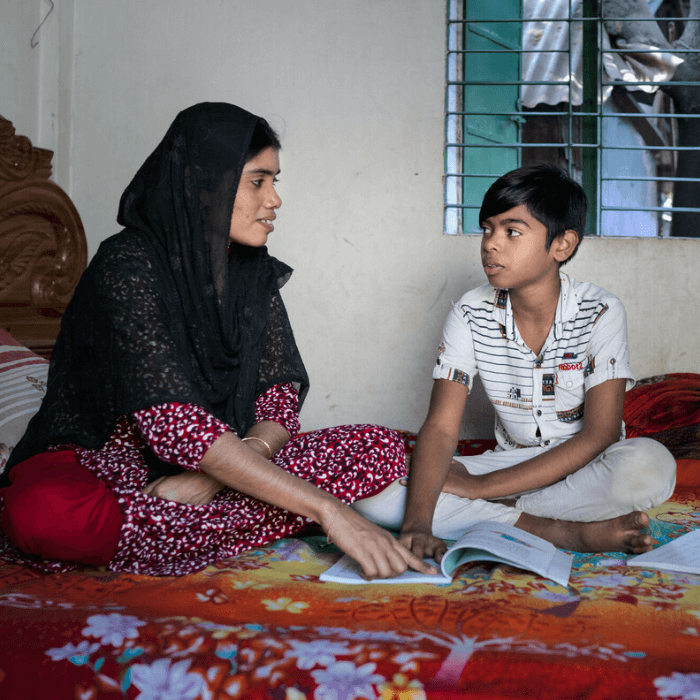 Dhaka, Bangladesh: Sabana worries about earning enough money as a garment factory worker to provide for her family. Photo: Fabeha Monir/Oxfam.