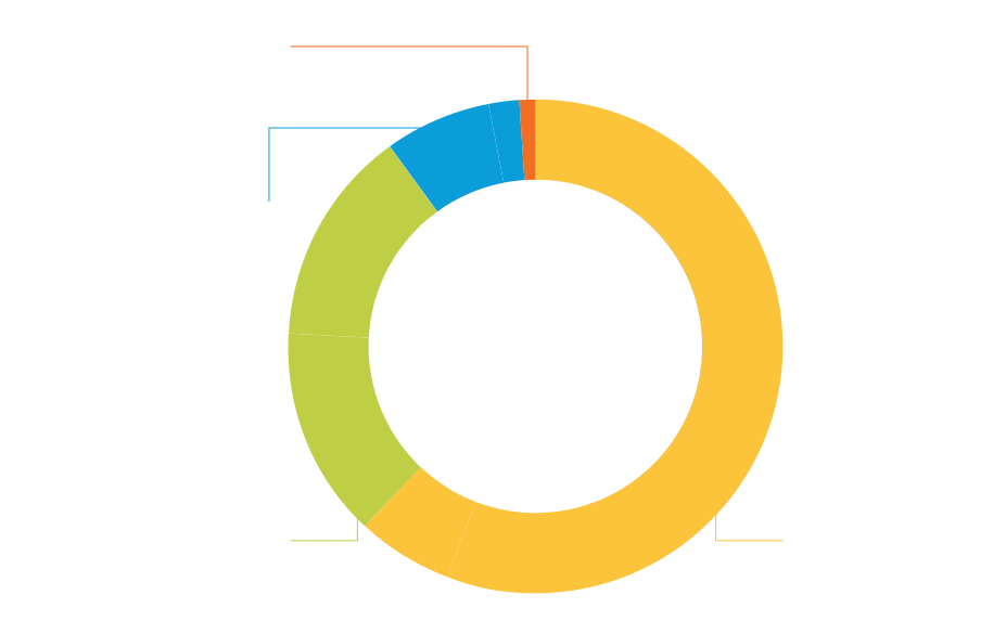 Where the $54 million comes from: 62% community support, 28% DFAT income, 9% other grant income, 1% other income.