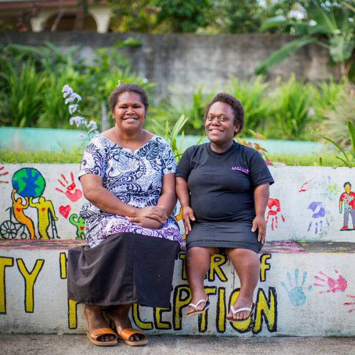 Port Vila, Vanuatu: Judith and Magret at the Vanuatu Society for People with Disabilities (VSPD). Photo: Arlene Bax/Oxfam. Oxfam acknowledges the support of the Australian Government through the Australian NGO Cooperation Program (ANCP).